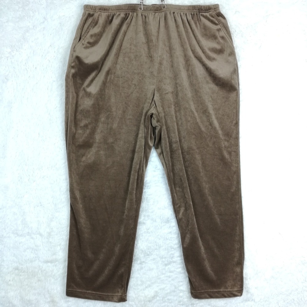 Blair‎ Boutique Womens Pants Velour Wide Leg Lounge Pull On Champagne Plus 3XL